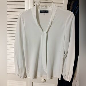 Kasper Women's Cream Blouse with Tie Neck